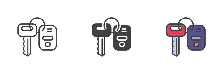 Car key different style icon set