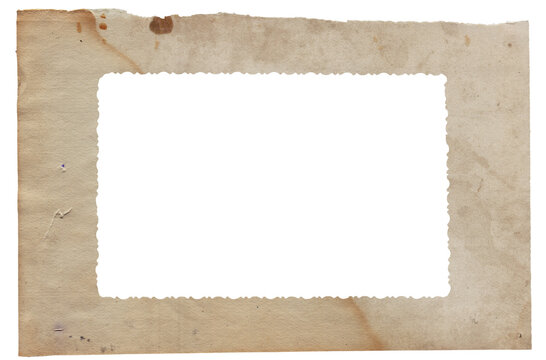 White frame with Old vintage rough torn paper texture