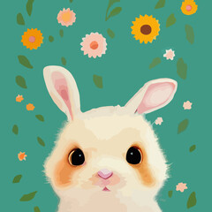 cute fluffy bunny, for children's book illustration