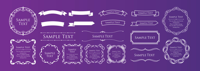 クリスマスモチーフのフレームデザインセット。ゴージャスでエレガントなデザイン素材