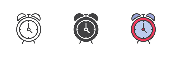 Alarm clock different style icon set