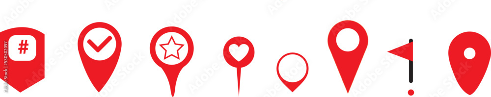 Poster location pin set. map pin, pointer. colour map pin vector