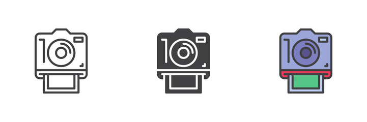 Photo camera different style icon set