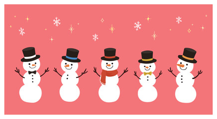 雪だるま　赤背景　結晶