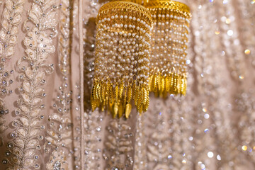 Indian Punjabi bride's wedding golden kalire close up