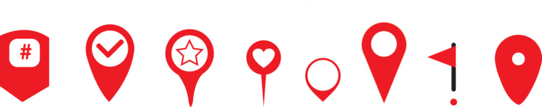 Location pin set. Map pin, pointer. Colour map pin vector	