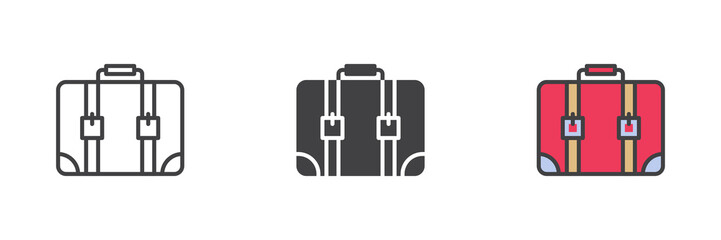 Suitcase different style icon set