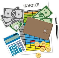 Financial invoice concept
