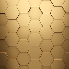 Futuristic gold hexagonal texture background. 3d rendering