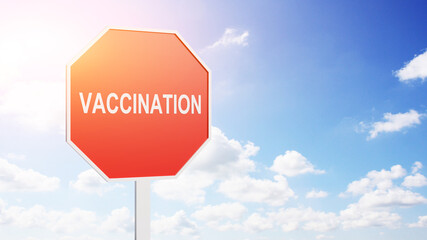 Sign for vaccination and virus proteciton. 3D Rendering