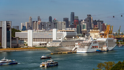 Cruise ships and skyscrapers at Singapore