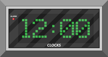 Modern digital clock with green digits