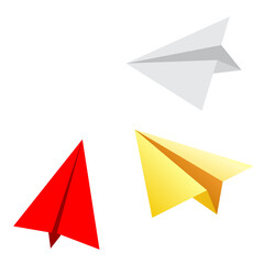 One direction and one red paper plane pointing in different way on white background. Business for innovative solution concept