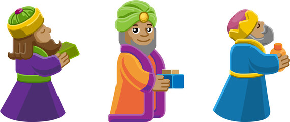 Wise Men Christmas Nativity Scene Cartoon