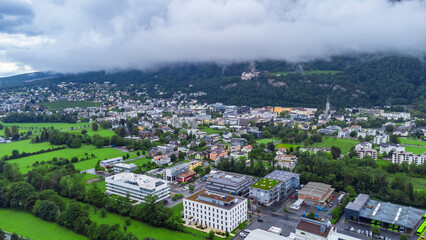 Liechtenstein capital Vaduz aerial view from the drone - HD wallpaper - Vaduz Castle - Schloss Vaduz