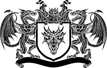 Emblem Shield Dragon Heraldic Crest Coat of Arms