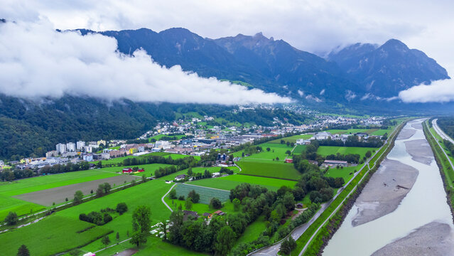 Liechtenstein capital Vaduz aerial view from the drone - HD wallpaper - Vaduz Castle - Schloss Vaduz