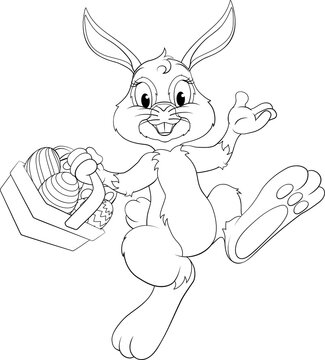recommend clip art: Easter Bunny Cartoon Rabbit With Eggs Basket