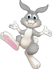 An Easter bunny cartoon rabbit hopping or dancing illustration