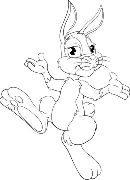 An Easter bunny cartoon rabbit hopping or dancing illustration