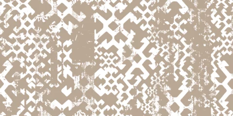 Foto op Plexiglas Boho Seamless pattern in patchwork style. Embroidered print for carpet, textile, wallpaper, wrapping paper. Ethnic and tribal motifs. Handwork. Vector illustration.