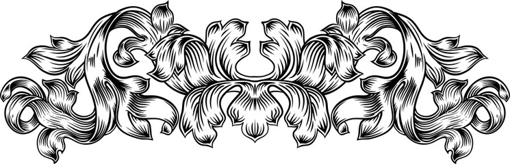 Filigree Vintage Pattern Scroll Leaf Laurel Motif