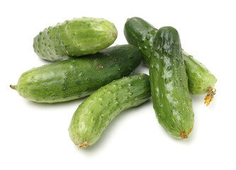 Green cucumber on the white background