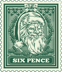 Obraz premium Santa Claus Christmas Postage Letter Post Stamp