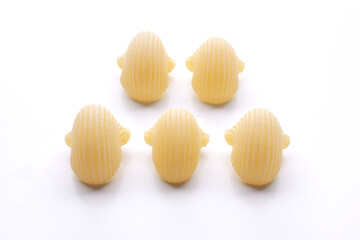 small composition of pasta on white background