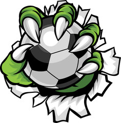 Monster animal claw holding Soccer Football Ball