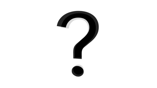 Animation of a moving black question mark on white background
