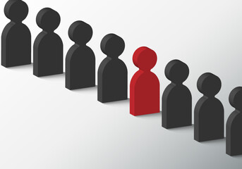 Crowd black people sign with red head sign. Problem resolve control. Understand question. Mental Problem solving, Difference solution. Confusion clarity. Psychotherapy, Communication symbol concept