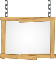 Wooden Frame Sign Hanging From Chains