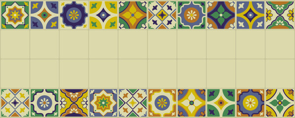 Traditional azulejos ceramic tiles decorative frame - obrazy, fototapety, plakaty