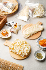 Misoa or misua are smooth and thin noodles made from wheat flour. These noodles are white in color, and are always sold in dried form.