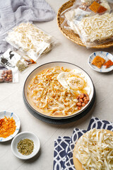 Misoa or misua are smooth and thin noodles made from wheat flour. These noodles are white in color, and are always sold in dried form.