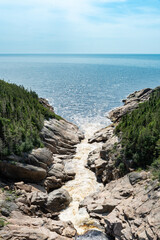 Fototapeta na wymiar Beautiful coastal landscape in the Côte-Nord region of Quebec, in Canada