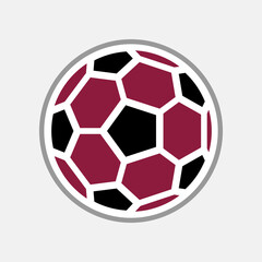 Abstract soccer ball in colors of Qatar flag