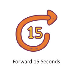 Forward 15 Seconds Filled outline Icon Design illustration. Media Control Symbol on White background EPS 10 File