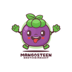 mangosteen cartoon mascot. fruit vector illustration