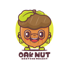 oak nut cartoon mascot. plant vector illustration
