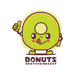 green donuts cartoon mascot. food vector illustration