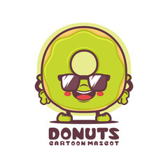 green donuts cartoon mascot. food vector illustration