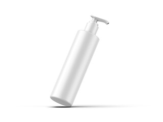 Cosmetic plastic bottle with dispenser pump mockup. Liquid container for gel, lotion, cream, shampoo, bath foam. Beauty product package, 3d render illustration.