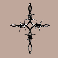decorative barbed wire cross.vector illustration.hand drawn elements.modern typography design perfect for t shirt,greeting card,poster,banner,sticker and different uses.