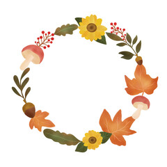 frame of flower and autumn leaves.