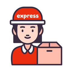 Cute Female Express Delivery Courier Character