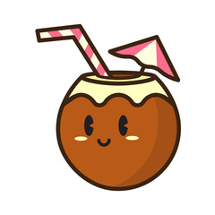 Cute Coconut Drinks Character	
