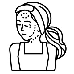 woman with botox injection area line icon