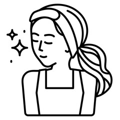woman doing skin care routine line icon